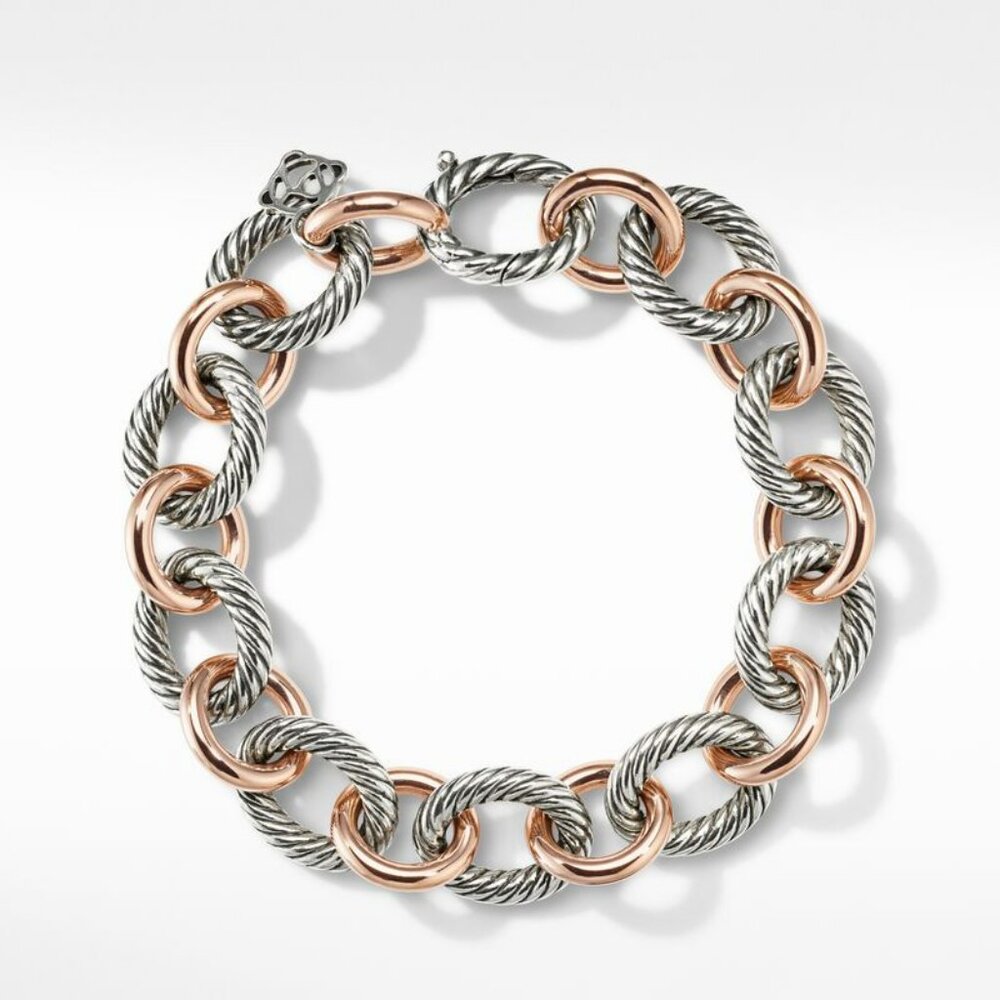 David Yurman Large Oval Link Chain Bracelet
Sterling Silver with 18K ROSE Gold
